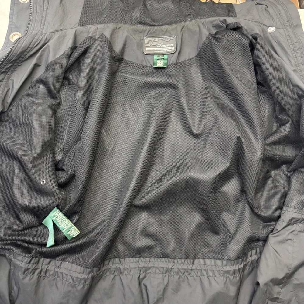Ralph Lauren Rain Jacket Medium Dry Goods Black Lobster Claw Hooded Utility